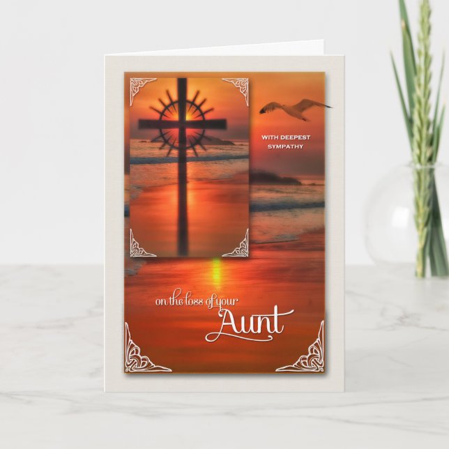 Carte Perte d'une tante Sympathy Sunset Cross Beach (Devant)