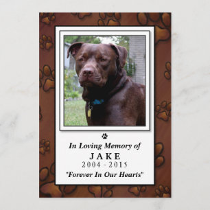 Carte Pet Memorial 5 x 7 - Empreintes Brown