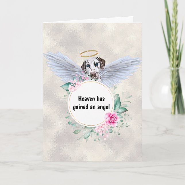 Carte Pet mémorial Dalmatien chien ailes d'ange poème (Devant)