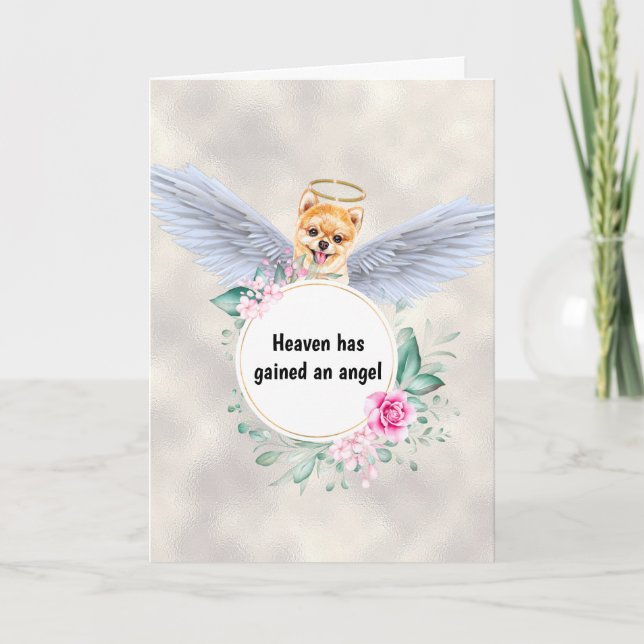 Carte Pet mémorial Poméranie jouet pom ange ailes poème (Devant)