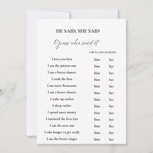 Carte Pétales il dit qu'elle a dit la douche nuptiale Ca (Devant)