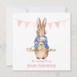 Carte Peter le lapin avec lapin rose merci