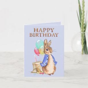 Carte Peter le lapin avec le thème de beigne Joyeux anni