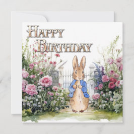 Carte Peter le lapin dans son jardin No 2 Joyeux anniver