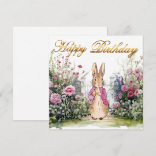 Carte Peter le lapin rose Veste Jardin Joyeux anniversai
