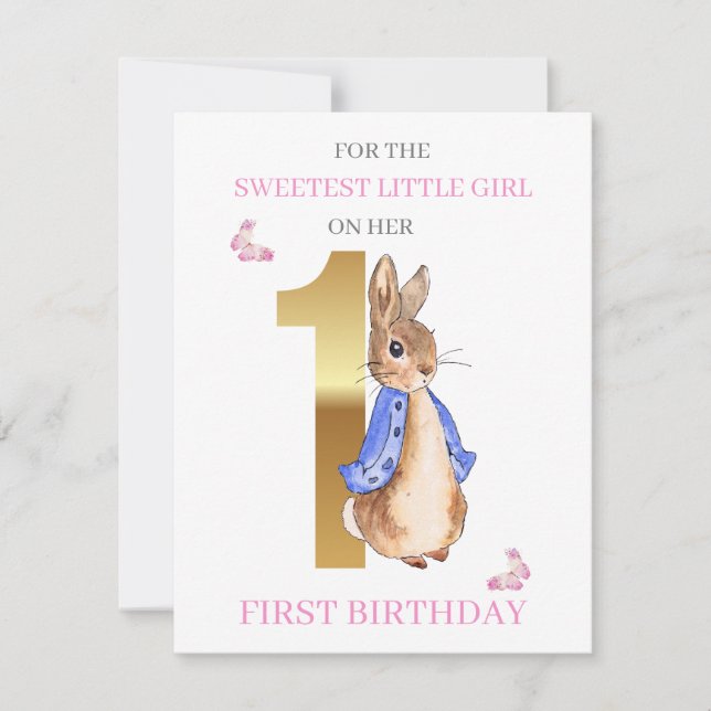 Carte Peter le lapin Salutation de premier anniversaire (Devant)