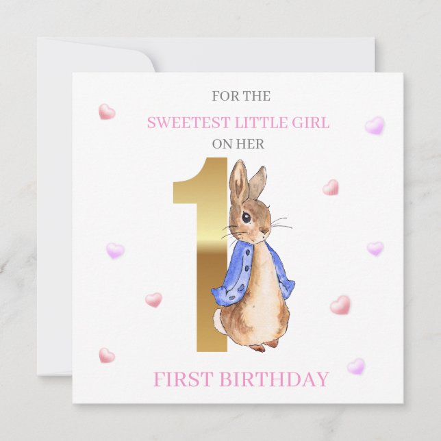 Carte Peter le lapin Salutation de premier anniversaire (Devant)