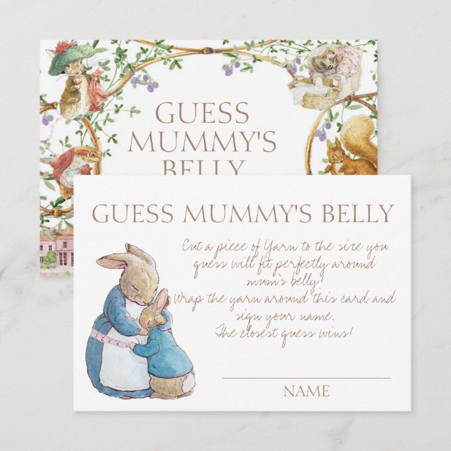 Carte Peter the Rabbit Baby Guess Mummy's Belly Game (Devant / Derrière)