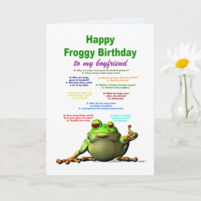 Carte Petit ami, Anniversaire, Blagues de grenouille (Petite plante)