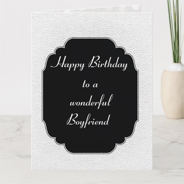 Carte Petit ami d'anniversaire noir et blanc moderne élé (Devant)