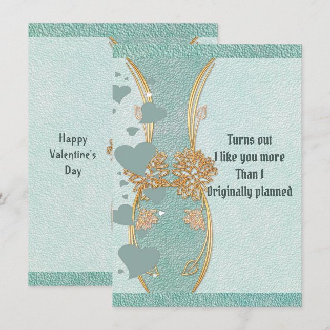Carte Petit ami romantique Turquoise bleu Floral Vase Va (Devant / Derrière)