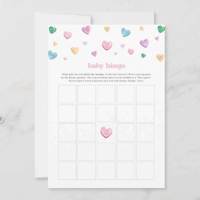 Carte Petit Amoureux Valentine Coeur Bingo Bingo Jeu (Devant)