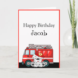 Carte Petit Camion-feu rouge, Anniversaire dalmate