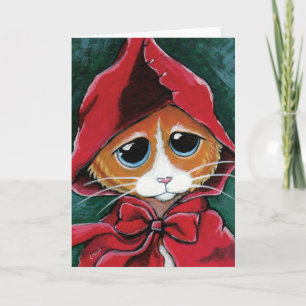 Carte Petit Chaperon Rouge Cat Art Greeting Card