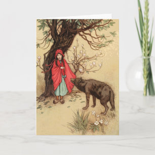 Carte Petit Chaperon rouge Conte de fées Vintage