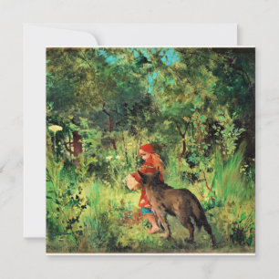 Carte Petit chaperon rouge, peinture d'art