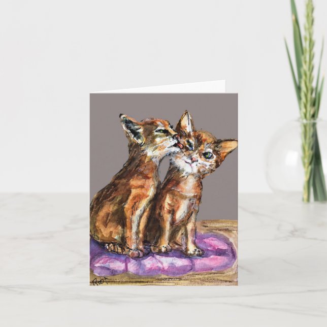 Carte Petit chaton qui lèche bien  (Devant)