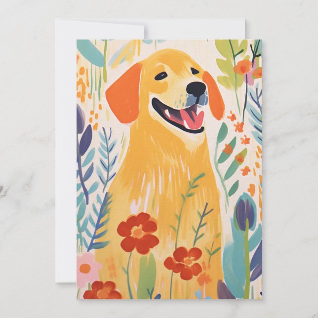 Carte Petit chien dans un jardin (Devant)