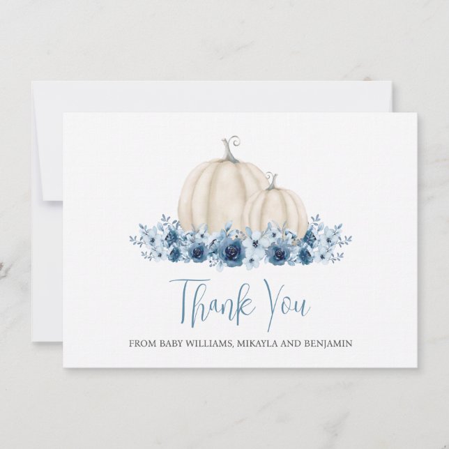 Carte Petit Citrouille Baby Boy Baby shower Merci (Devant)
