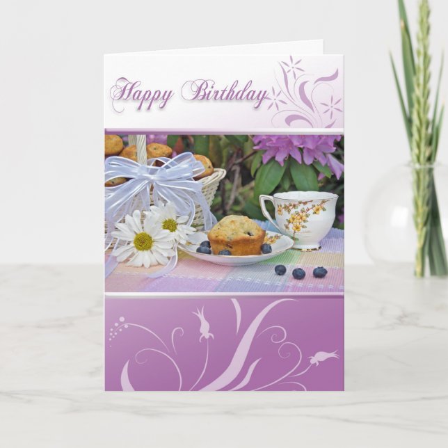 Carte Petit-déjeuner Thé d'anniversaire (Devant)