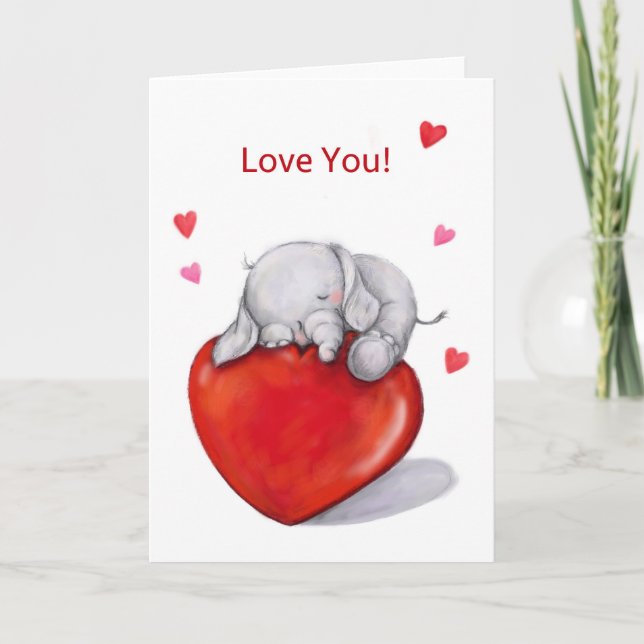Carte Petit éléphant mignon sur le grand écoute, je t'ai (Devant)