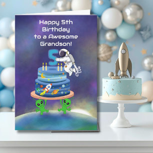 Carte Petit-fils Joyeux 5ème Anniversaire Astronaute ave