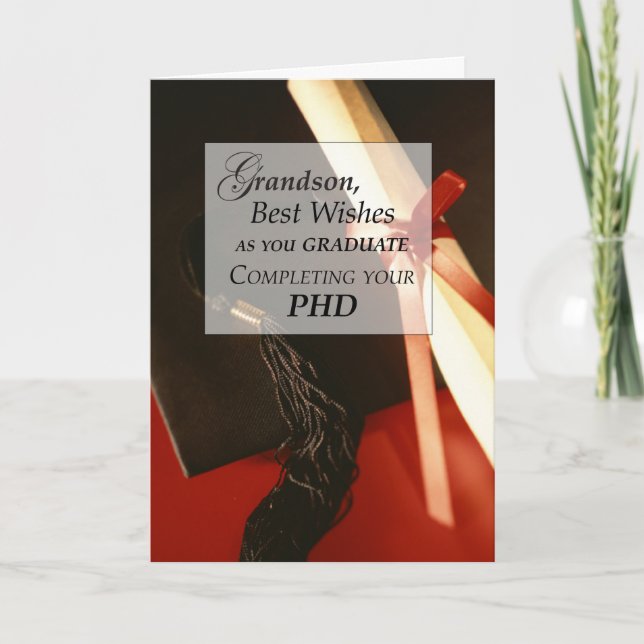 Carte Petit-fils PHD, doctorat, souhaits d'obtention du (Devant)