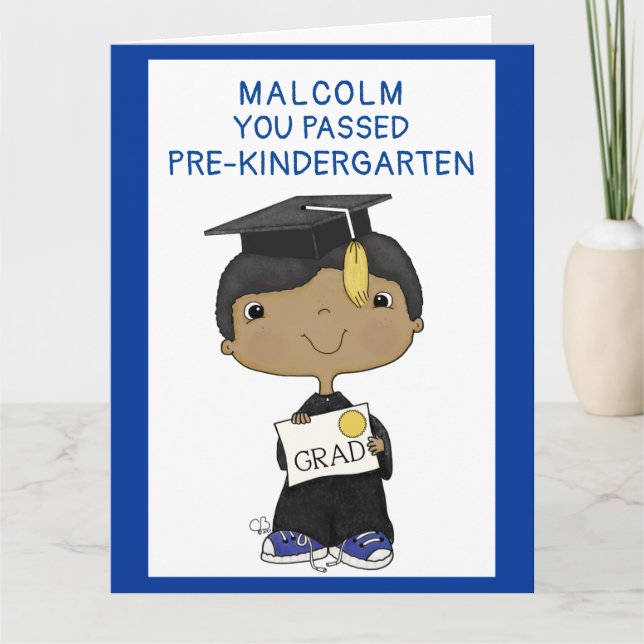 Carte Petit Garçon Gradué Peau foncée Gros (Devant)