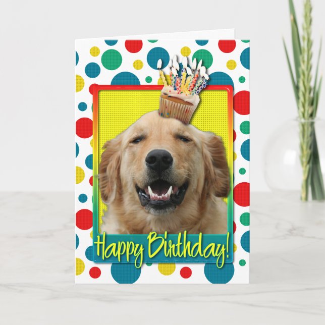 Carte Petit gâteau d'anniversaire - golden retriever - (Devant)