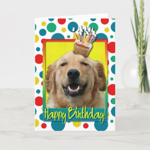 Carte Petit gâteau d'anniversaire - golden retriever -