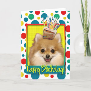 Carte Petit gâteau d'anniversaire - Pomeranian