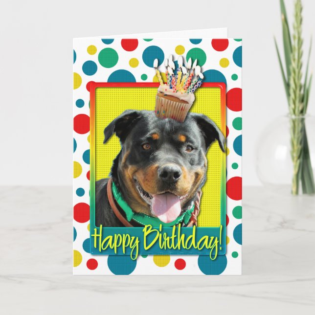 Carte Petit gâteau d'anniversaire - rottweiler - (Devant)