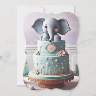 CARTE PETIT GÂTEAU DE COUCHE DE PETITS ÉLÉPHANTS