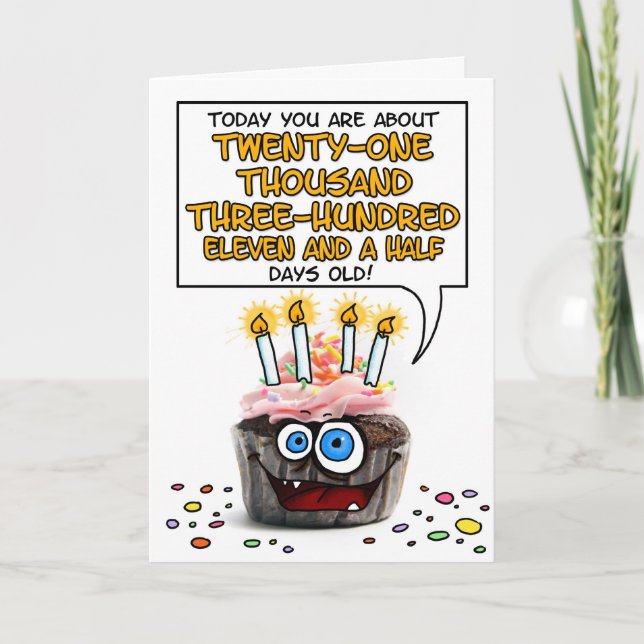Carte Petit gâteau de joyeux anniversaire - 58 années (Devant)