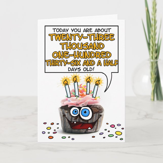 Carte Petit gâteau de joyeux anniversaire - 63 années (Devant)