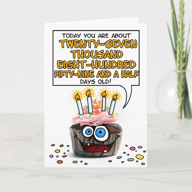 Carte Petit gâteau de joyeux anniversaire - 76 années (Devant)