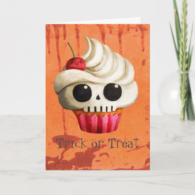 Carte Petit gâteau mortel de crâne de Halloween (Devant)