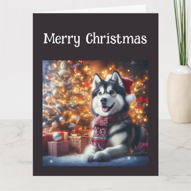 Carte Petit Husky chien animal de compagnie dans les voe (Devant)