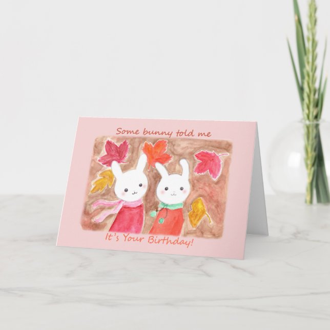 Carte Petit lapin Lapin Automne Automne Automne Annivers (Devant)