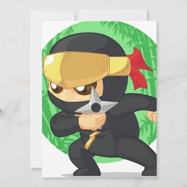 Carte Petit Ninja tenant Shuriken (Devant)