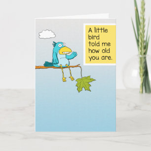 Carte Petit Oiseau mignon et drôle m'a dit Anniversaire