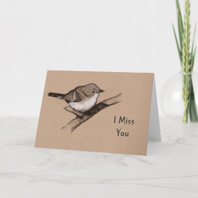 Carte Petit oiseau moelleux : Dessin de Charbon : Miss Y (Devant)