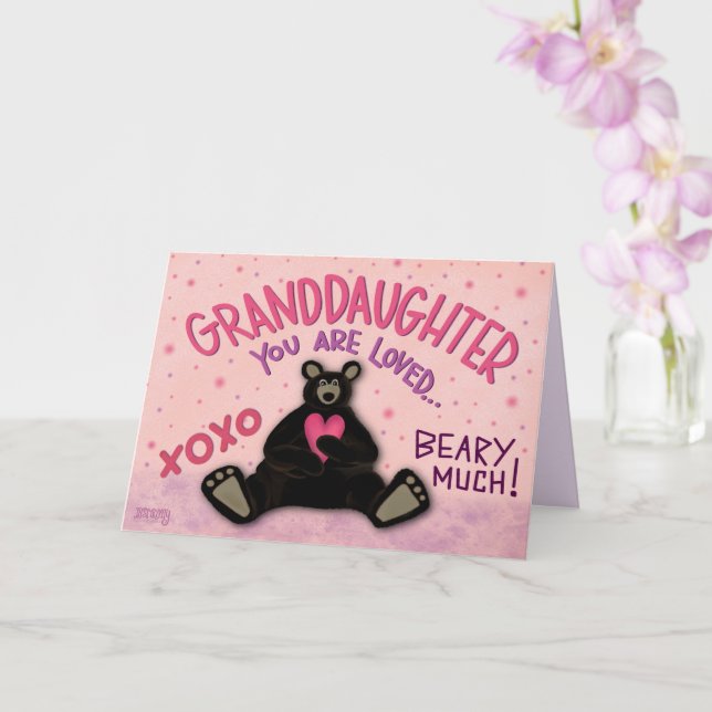 Carte Petit Ours de la Saint-Valentin pour Petite-Fille  (Orchidée)
