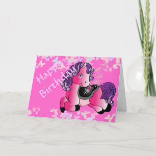Carte Petit poney rose personnalisé