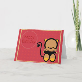 Carte petit singe de joyeux anniversaire