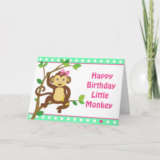 Carte Petit Singe-Fille Mignonne