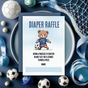 Carte Petit Teddy Ours Soccer Baby shower Déchets Raffle