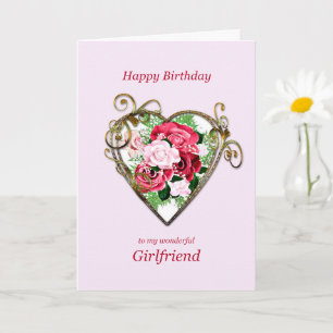 Carte Petite amie Anniversaire Antique Roses peints
