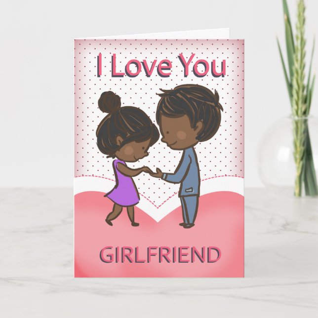 Carte Petite amie, joli couple afro-américain aimant (Devant)
