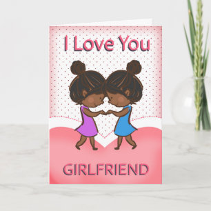 Carte Petite amie, Lesbienne, Mignonne Afro-Américaine a